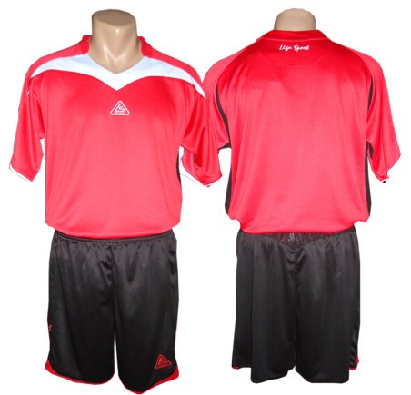 Футбольная форма Liga Sport mod 01 №3 красная с черными шортами