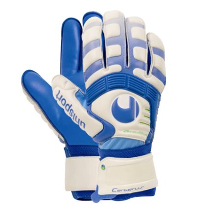 Вратарские перчатки Uhlsport CERBERUS AQUASOFT RF New Rollfinger & blue palm 100032501