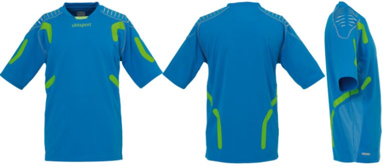 Вратарский свитер Uhlsport Torwart TECHNIK Goalkeeper shirt SS 100557302 синий с короткими рукавами