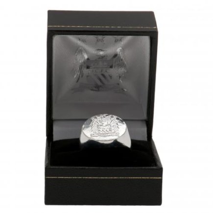 Кольцо серебряное с позолоченным гербом Manchester City F.C. Silver Plated Crest Ring Medium
