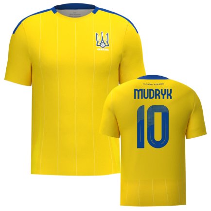 Новая Футболка Украина Мудрик 10 (Ukraine Mudryk 10) 2024-2025 игровая/повседневная 15225003 цвет: желтый