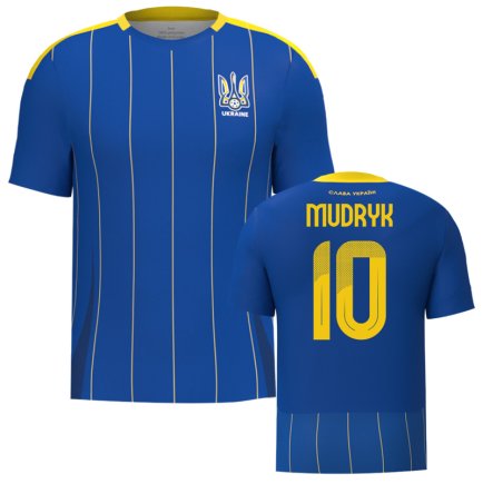 Новая Футболка Украина Мудрик 10 (Mudryk 10 Ukraine) 2024-2025 игровая/повседневная 15225804 цвет: синий