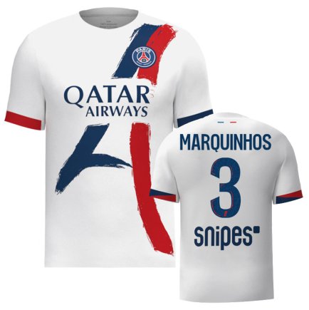 Футболка ПСЖ Маркиньос 3 (PSG Marquinhos 3) 2024-2025 игровая/повседневная 15227210 цвет: белый