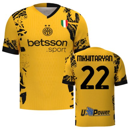 Футболка Интер Милан Мхитарян 22 (Inter Milan Mkhitaryan 22) 2024-2025 игровая/повседневная 15234903 цвет: желтый