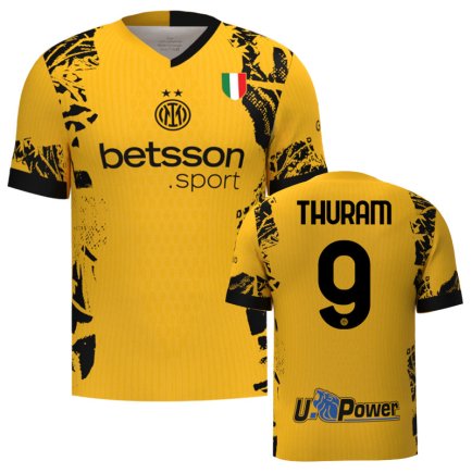 Футболка Интер Милан Тюрам 9 (Inter Milan Thuram 9) 2024-2025 игровая/повседневная 15235103 цвет: желтый