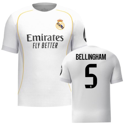 Новая Футболка Реал Мадрид Беллингем 5 (Real Madrid Bellingham 5) 2025-2026 игровая/повседневная 15245110 цвет: белый