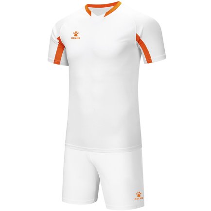 Комплект футбольной формы Kelme LEON 7351ZB3130.9139 детский цвет: белый/оранжевый 