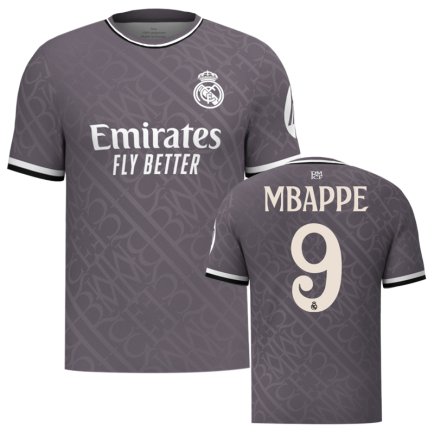 Футболка Реал Мадрид Мбаппе 9 (Real Madrid Mbappe 9) 2024-2025 игровая/повседневная 15226713 цвет: серый