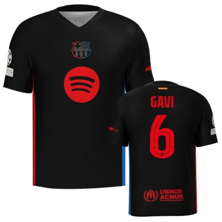 Футболка Барселона Гави 6 (Barcelona Gavi 6) 2024-2025 игровая/повседневная 15220401 цвет: черный