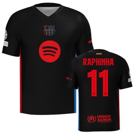 Футболка Барселона Рафинья 11 (Barcelona Raphinha 11) 2024-2025 игровая/повседневная 15221201 цвет: черный