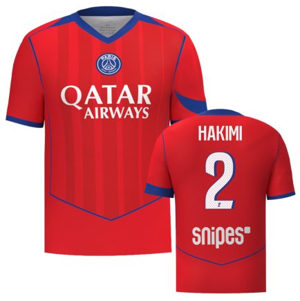 Новая Футболка ПСЖ Хакими 2 (PSG Hakimi 2) 2025-2026 игровая/повседневная 16260902 цвет: красный