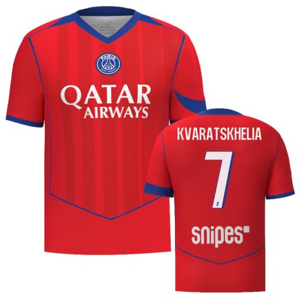 Новая Футболка ПСЖ Кварацхелия 7 (PSG Kvaratskhelia 7) 2025-2026 игровая/повседневная 16262102 цвет: красный