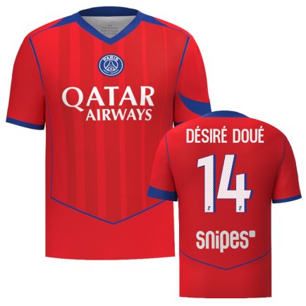 Новая Футболка ПСЖ Дезире Дуе 14 (PSG Desire Doue 14) 2025-2026 игровая/повседневная 16262502 цвет: красный