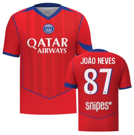 Нова Футболка ПСЖ Жоау Невеш 87 (PSG João Neves 87) 2026 ігрова/повсякденна 16264902 колiр: червоний