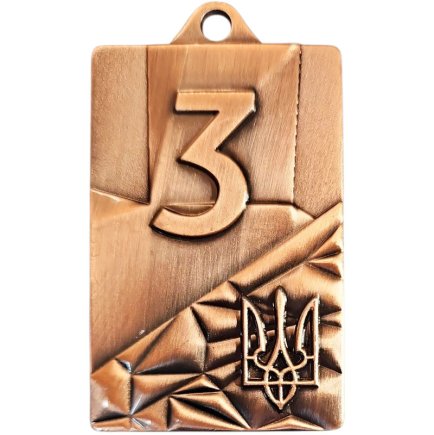 Медаль прямоугольная Украина 3 место 66*43 мм бронза Медаль прямоугольная Украина 3 место 66*43 мм бронза