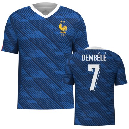 Новая Футболка сборная Франции Дембеле 7 Чемпионат Мира 2026 (Dembele 7 World Cup 2026) игровая/повседневная 16272204 цвет: синий