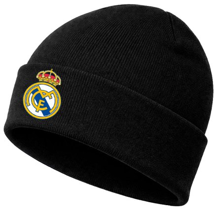 Шапка трикотажна з відворотом Реал Мадрид (Real Madrid) чорна 3000201