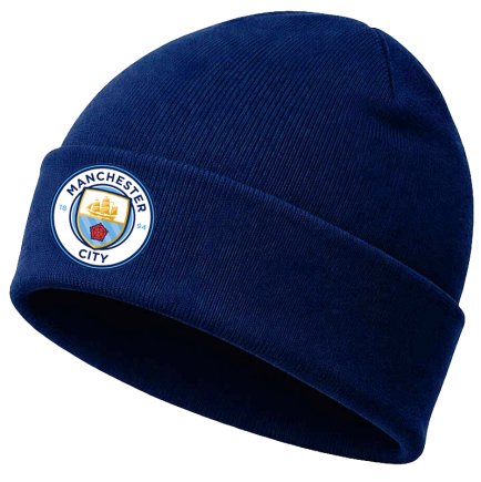 Шапка трикотажна з відворотом Манчестер Сіті (Manchester City) темно-синя 3000612