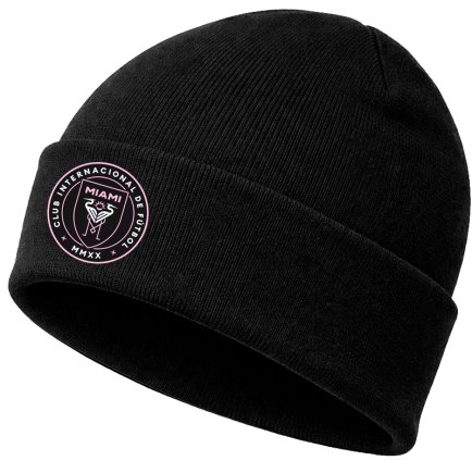 Шапка трикотажна з відворотом Інтер Маямі (Inter Miami) чорна 3001801
