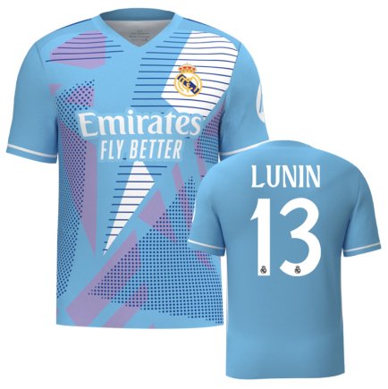 Новая Вратарская футболка Реал Мадрид Лунин 13 (Real Madrid Lunin 13) 2024-2025 игровая/повседневная 15228111-1 цвет: голубой