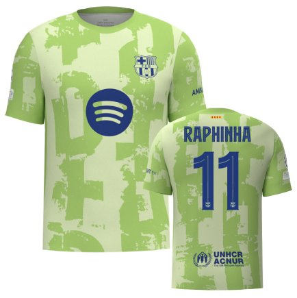 Футболка Барселона Рафинья 11 (Barcelona Raphinha 11) 2024-2025 игровая/повседневная 15232307-1 цвет: зеленый