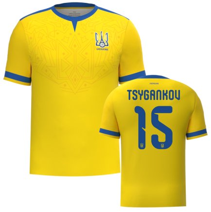 Новая Футболка Украина с гербом Цыганков 15 (Ukraine Tsygankov 15) 2026 игровая/повседневная 17268603 цвет: желтый