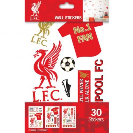 Набор наклеек на стену Liverpool F.C. Wall Sticker Pack (комплект наклеек Ливерпуль) 32 штуки