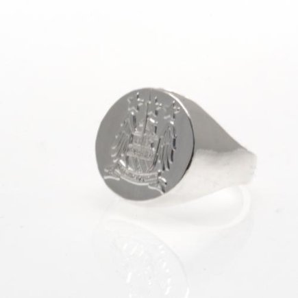Кольцо серебряное с позолоченным гербом Manchester City F.C. Silver Plated Crest Ring Small