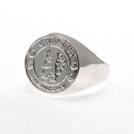 Кольцо серебряное c позолоченным гербом Челси малое