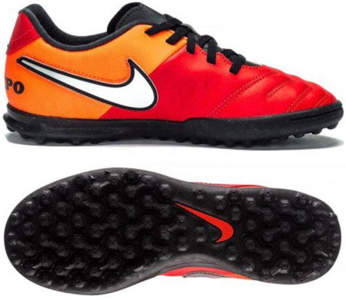 Сороконожки Nike JR Tiempox Rio III TF детские 819197-608 цвет: красный/оранжевый (официальная гарантия)