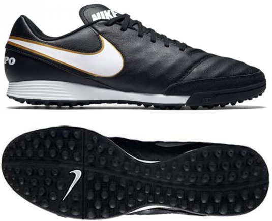 Сороконожки Nike Tiempox Genio II Leather TF 819216-010 цвет: черный (официальная гарантия)