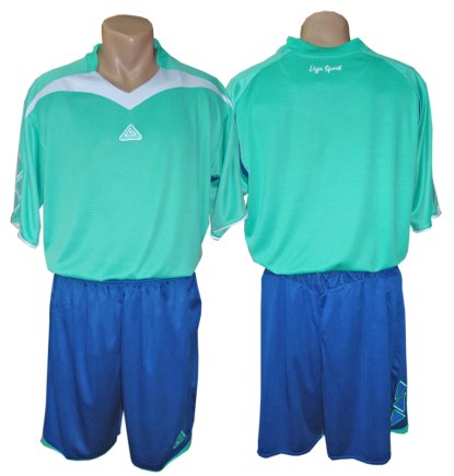 Футбольна форма Liga Sport mod 01 №4 зелена з синіми шортами