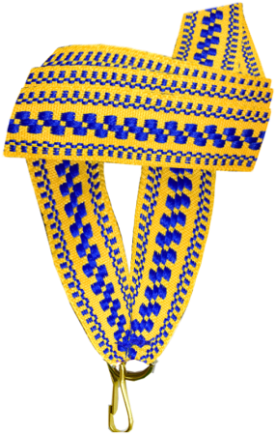 Стрічка для медалей та бейджів орнамент колір: жовтий/синій 20 мм