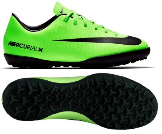 Сороконожки Nike JR MercurialX VICTORY VI TF 831949-303 детские цвет: зеленый (официальная гарантия)