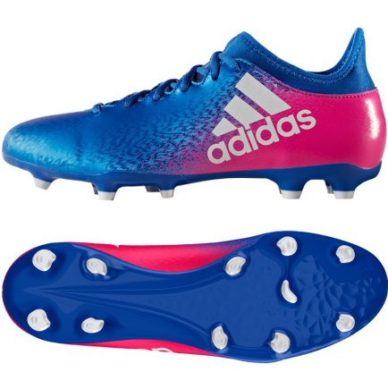 Бутси Adidas X 16.3 FG BB5641 колір: блакитний/рожевий (Офіційна гарантія)