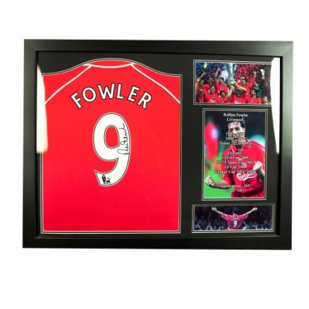 Футболка с автографом Ливерпуль Фаулер Liverpool F.C. Fowler в рамке