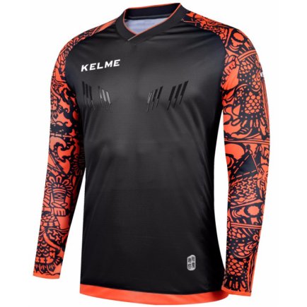 Вратарский свитер Kelme K080C-009 с длинным рукавом детский цвет: черный/неоновый оранжевый