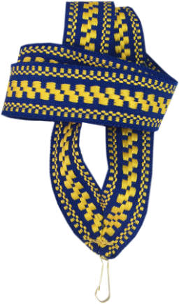 Стрічка для медалей та бейджів орнамент колір: синій/жовтий 20 мм