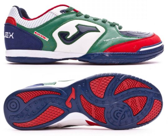 Обувь для зала (футзалки) Joma TOP FLEX TOPW.726.IN цвет: тёмно-синий/белый/зелёный/красный (официальная гарантия) Обувь для зала (футзалки) Joma TOP FLEX TOPW.726.IN цвет: тёмно-синий/белый/зелёный/красный (официальная гарантия)