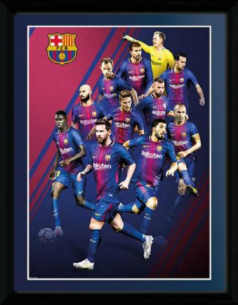 Постер Барселона F.C. Barcelona игроки в рамке
