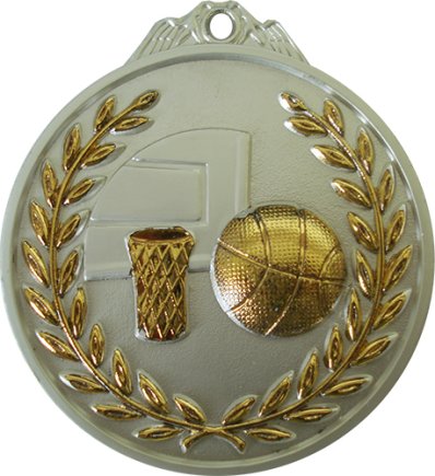 Медаль 65 мм Баскетбол серебро