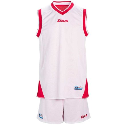 Баскетбольна форма Zeus KIT DOBLO двостороння Z00680 колір: білий/червоний