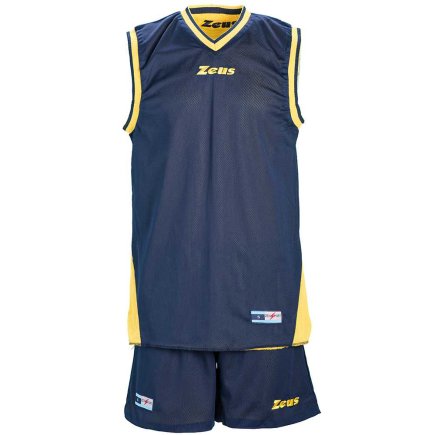 Баскетбольна форма Zeus KIT DOBLO двостороння Z00682 колір: темно-синій/жовтий