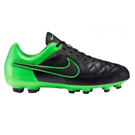 Бутсы Nike Tiempo Genio FG 630861-003 детские цвет: черный/зеленый (официальная гарантия)