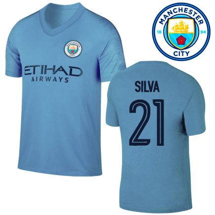 Футбольная форма Manchester City 21 Silva домашняя подростковая голубая
