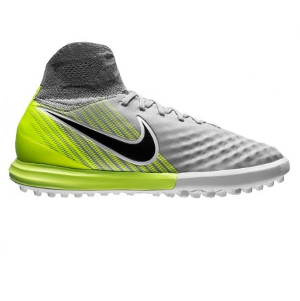 Сороконожки Nike JR MagistaX Proximo II DF TF 843956-004 детские цвет: серый/салатовый - Официальная Продукция