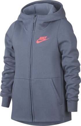 Толстовка Nike Girls Sportswear Hoodie FZ 939459-447 подростковая цвет: серый