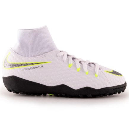 Сороконожки Nike JR PHANTOMX 3 ACADEMY DF TF AH7293-107 подростковые цвет: белый/черный - Официальная Продукция