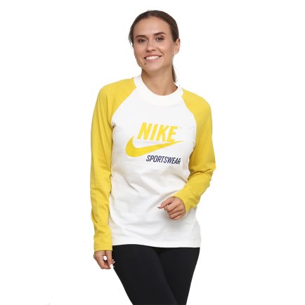 Спортивна кофта Nike W NSW TEE LS ARCHIVE 883521-133 жіночі колір: білий/жовтий