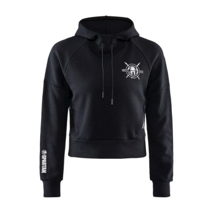 Толстовка коротка Craft Spartan Hoodie 1909119-999000 жіноча колір: чорний